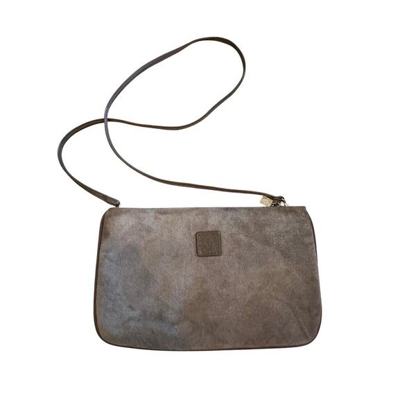 Vintage Anne Klein Classic Brown Leather Small Crossbody Shoulder Bag - Picture 1 of 8